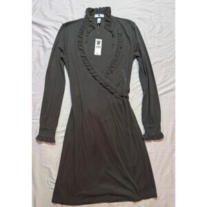 NWT Gap womens gray knee length wrap dress size S